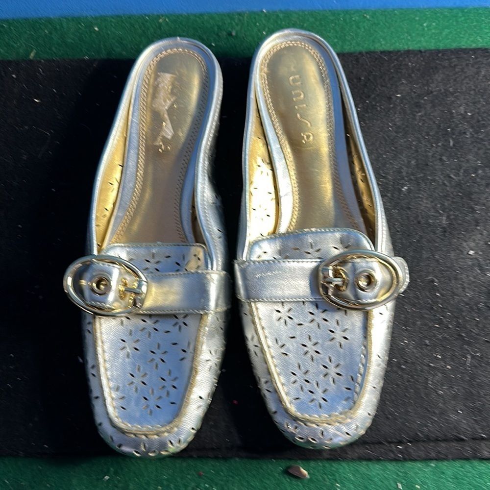 Unisa Women's Gold Slip-On Loafers Size 6 Metallic Casual Flat Shoes